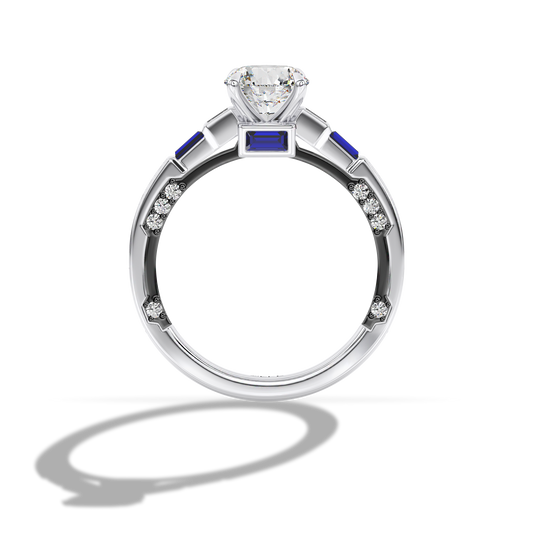 GALAXY STAR LAB GROWN DIAMONDS R2-D2™ 14K Gold with Black Rhodium, Garnet and Blue Sapphire Women's Engagement Ring