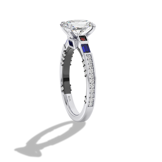 GALAXY STAR LAB GROWN DIAMONDS R2-D2™ 14K Gold with Black Rhodium, Garnet and Blue Sapphire Women's Engagement Ring