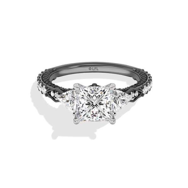 GALAXY STAR LAB GROWN DIAMONDS DARTH VADER Black Spinel and Lab Grown Diamonds set in 14K White Gold and Black Rhodium Engagement Ring