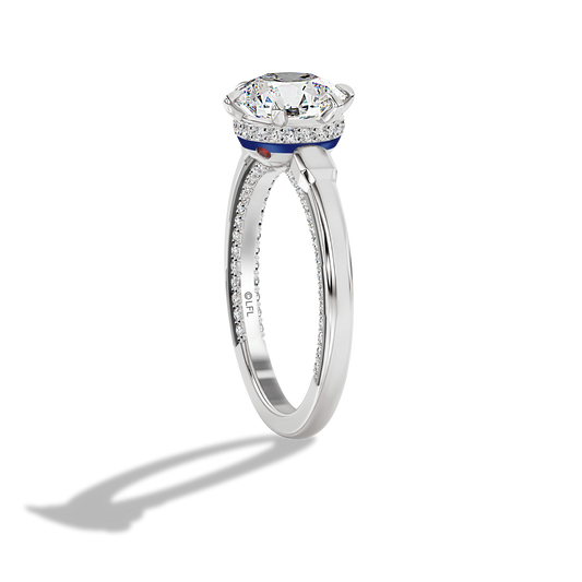 GALAXY STAR LAB GROWN DIAMONDS R2-D2™ 14K Gold with Black Rhodium, Garnet and Blue Enamel Women's Engagement Ring