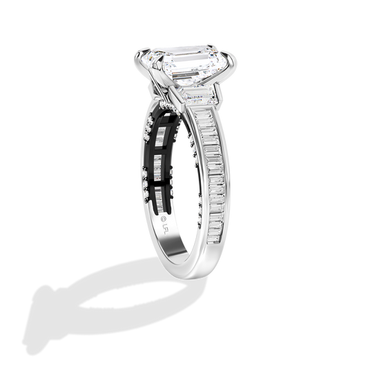 GALAXY STAR LAB GROWN DIAMONDS TIE FIGHTER™ 14K Gold with Black Rhodium and Black Spinel Women's Engagement Ring