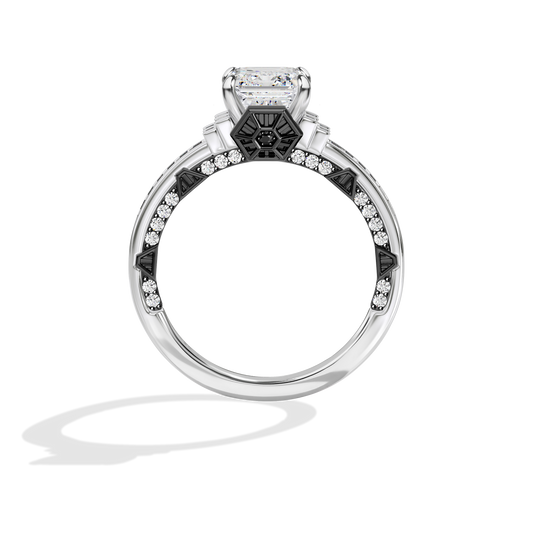 GALAXY STAR LAB GROWN DIAMONDS TIE FIGHTER™ 14K Gold with Black Rhodium and Black Spinel Women's Engagement Ring