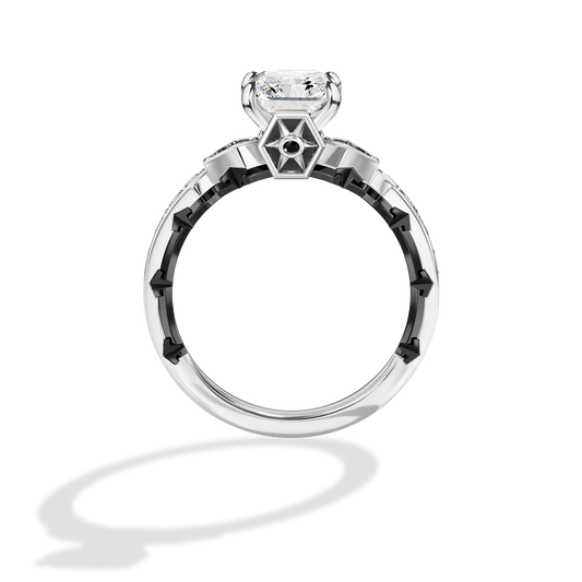GALAXY STAR LAB GROWN DIAMONDS TIE FIGHTER™ 14K Gold with Black Rhodium and Black Onyx Women's Engagement Ring