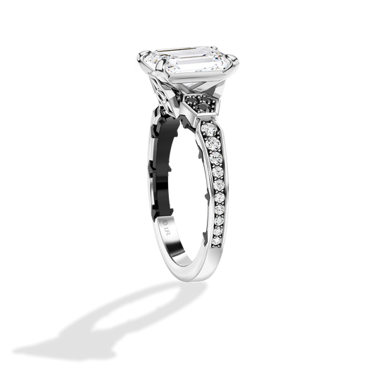GALAXY STAR LAB GROWN DIAMONDS TIE FIGHTER™ 14K Gold with Black Rhodium and Black Onyx Women's Engagement Ring