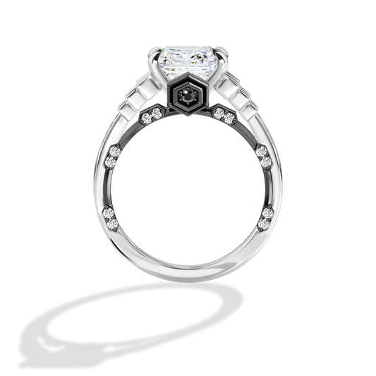 GALAXY STAR LAB GROWN DIAMONDS TIE FIGHTER™ 14K Gold with Black Rhodium and Black Onyx Women's Engagement Ring
