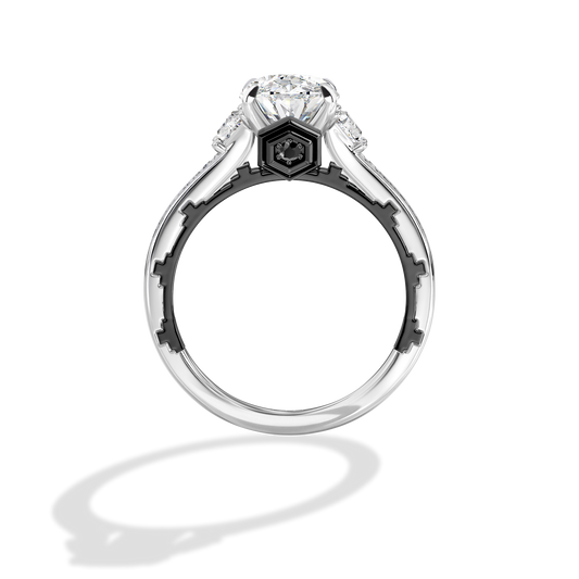 GALAXY STAR LAB GROWN DIAMONDS TIE FIGHTER™ 14K Gold with Black Rhodium and Black Onyx Women's Engagement Ring