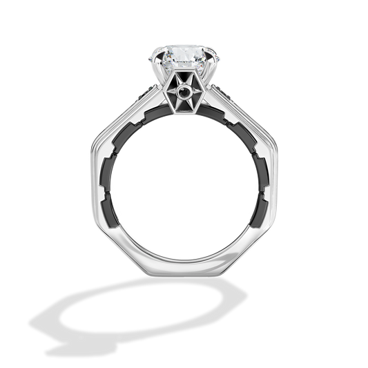 GALAXY STAR LAB GROWN DIAMONDS TIE FIGHTER™ 14K Gold with Black Rhodium and Black Onyx Women's Engagement Ring