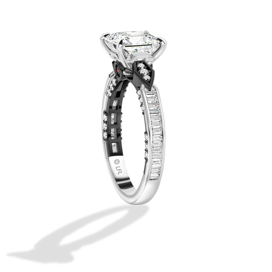 GALAXY STAR LAB GROWN DIAMONDS TIE FIGHTER™ 14K Gold with Black Rhodium and Garnet Women's Engagement Ring