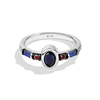 R2 SERIES WOMEN'S RING Accent Diamonds Garnet and Created Blue Sapphire in Sterling Silver