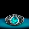 KYBER CRYSTAL RADIANCE WOMEN'S RING 1 CT.TW. Black Diamonds and Swiss Blue Topaz, Sterling Silver with Black Rhodium