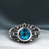 KYBER CRYSTAL RADIANCE WOMEN'S RING 1 CT.TW. Black Diamonds and Swiss Blue Topaz, Sterling Silver with Black Rhodium
