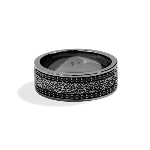IN CARBONITE MEN'S RING              1/3 CT.TW. Black Diamonds Silver with Black Rhodium