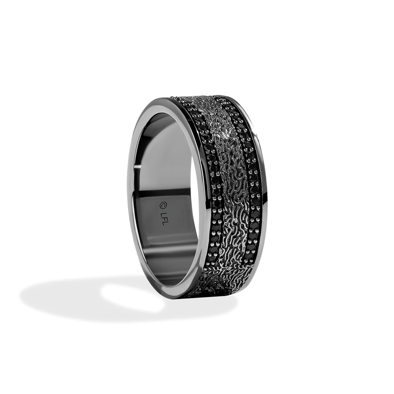 Star Wars  Han Solo™ MEN'S Diamond RING 1/3 CT.TW. Black Diamonds Silver with Black Rhodium Side view