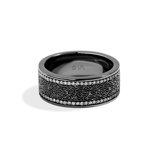 IN CARBONITE WOMEN'S RING 1/5 CT.TW. White Diamonds Silver with Black Rhodium