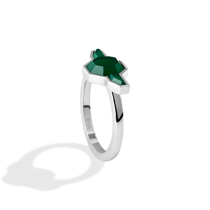  Star Wars Yoda™ Inspired WOMEN'S RING Green Agate Silver Side view