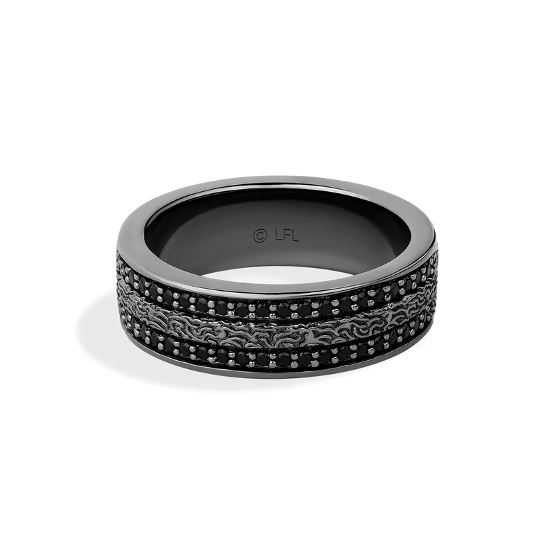 Star Wars  Han Solo™ WOMEN'S Diamond RING 1/3 CT.TW. Black Diamonds Silver with Black Rhodium Front View