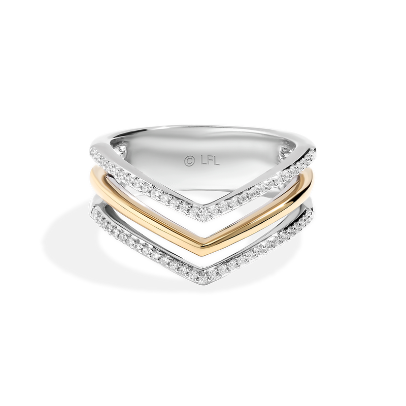 Star Wars Luke Skywalker™ LIGHT X DARK WOMEN'S  Diamond  RING 1/6 CT.TW. White Diamonds Silver and 10K Yellow Gold Front view