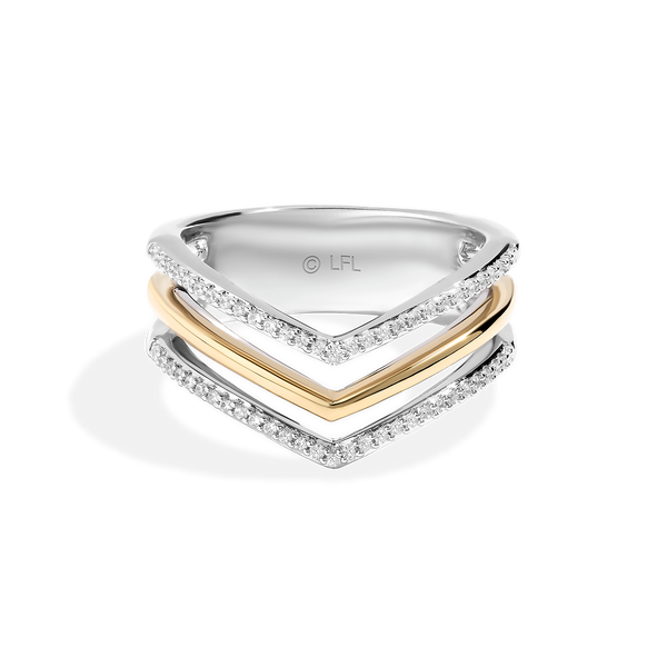 LIGHT X DARK WOMEN'S RING 1/6 CT.TW. White Diamonds Silver and 10K Yellow Gold