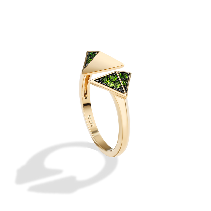 Star Wars Luke Skywalker™ LIGHT X DARK WOMEN'S RING chrome diopside 10K Yellow Gold Side view