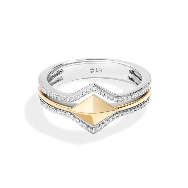 LIGHT X DARK WOMEN'S RING 1/6  CT.TW. White Diamonds Silver and 10K Yellow Gold
