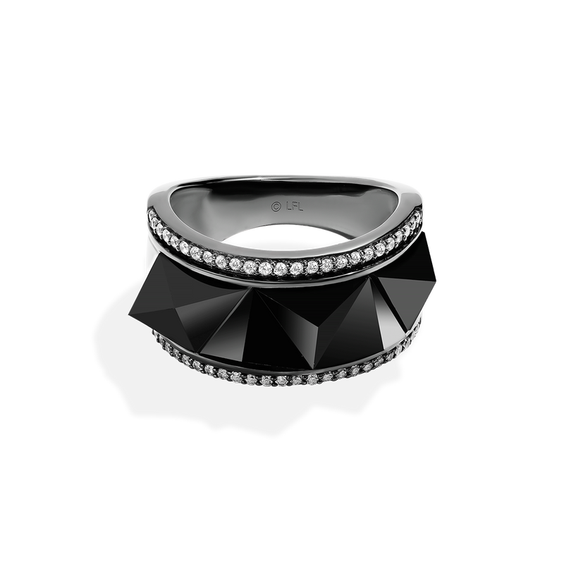 Star Wars Darth Vader™ WOMEN'S Diamond RING 1/4 CT.TW White Diamonds Onyx Silver with Black Rhodium Front View