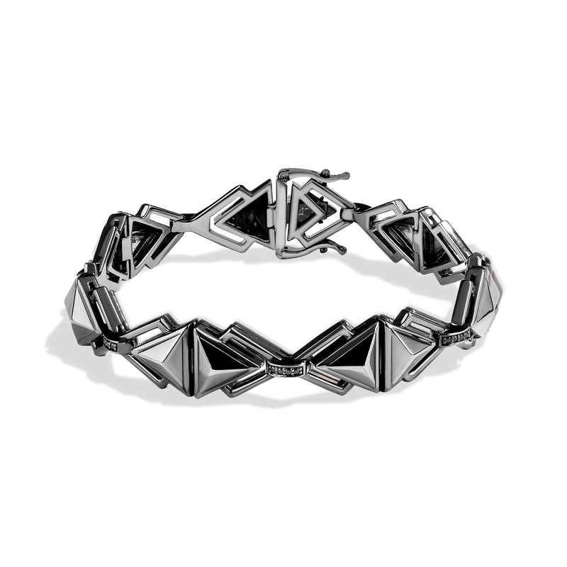 Star Wars Darth Vader™ WOMEN'S Diamond BRACELET 1/8 CT.TW. Black Diamonds Silver with Black Rhodium Front View