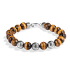 Star Wars Chewbacca™ MEN'S BRACELET Tiger Eye Shamballa Beads Silver and Black Rhodium Front view