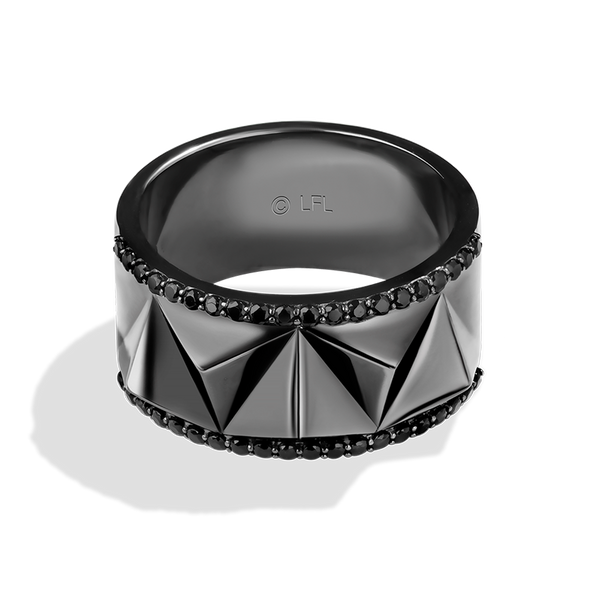 DARK ARMOR MEN'S RING 1/2 CT.TW. Black Diamonds Silver with Black Rhodium