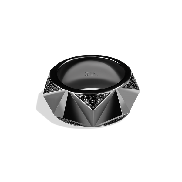 DARK ARMOR MEN'S RING 1/2 CT.TW. Black Diamonds Silver with Black Rhodium