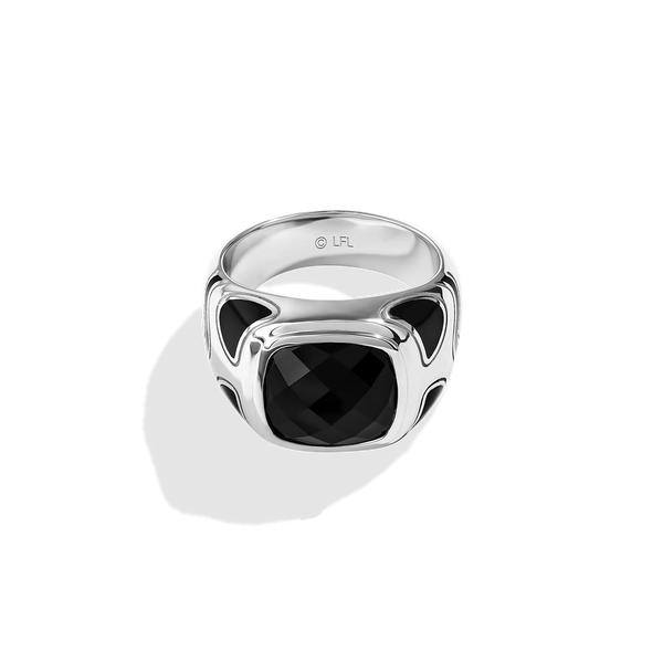 THE STORMTROOPER MEN'S RING Black Enamel and Black Onyx Silver