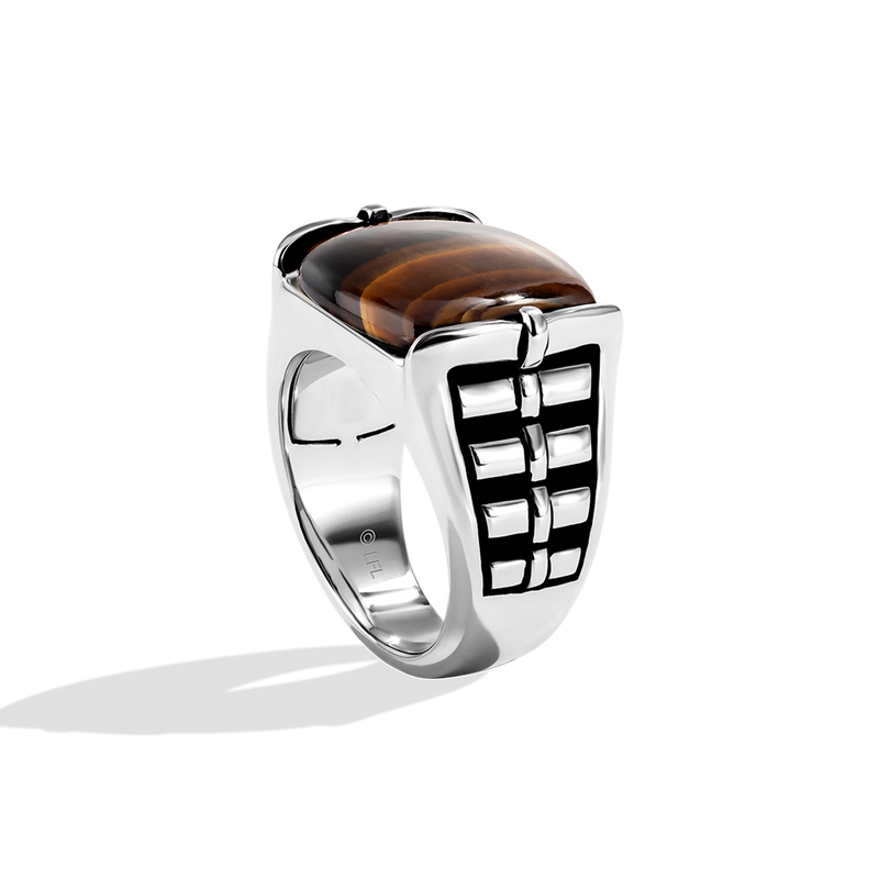 Star Wars Chewbacca™ MEN'S RING Tiger Eye Gemstone Silver Side View