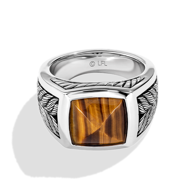 Star Wars Chewbacca™ MEN'S RING Tiger Eye Gemstone Silver Front View