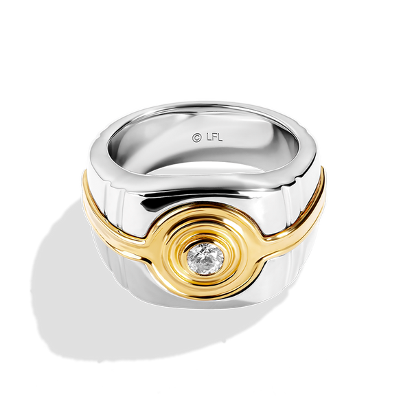 Star Wars C 3PO White Diamond Men s Ring Silver Yellow Gold 1 4 Cttw by Star Wars Fine Jewelry 10