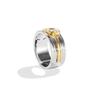 THREEPIO SERIES MEN'S RING 1/6 CT.TW. White Diamonds Two Tone Silver and 10K Yellow Gold