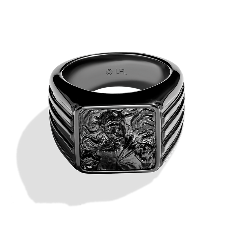 Star Wars  Han Solo™ MEN'S RING Silver with Black Rhodium Front view