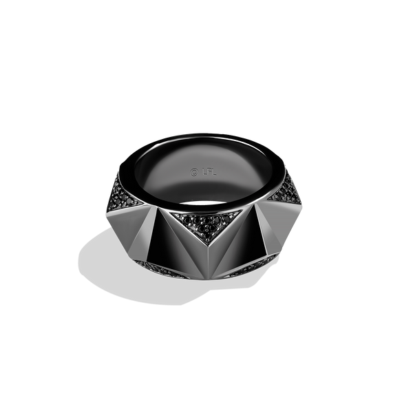 DARK ARMOR MEN'S RING 1/6 CT.TW. Black Diamonds Silver with Black Rhodium