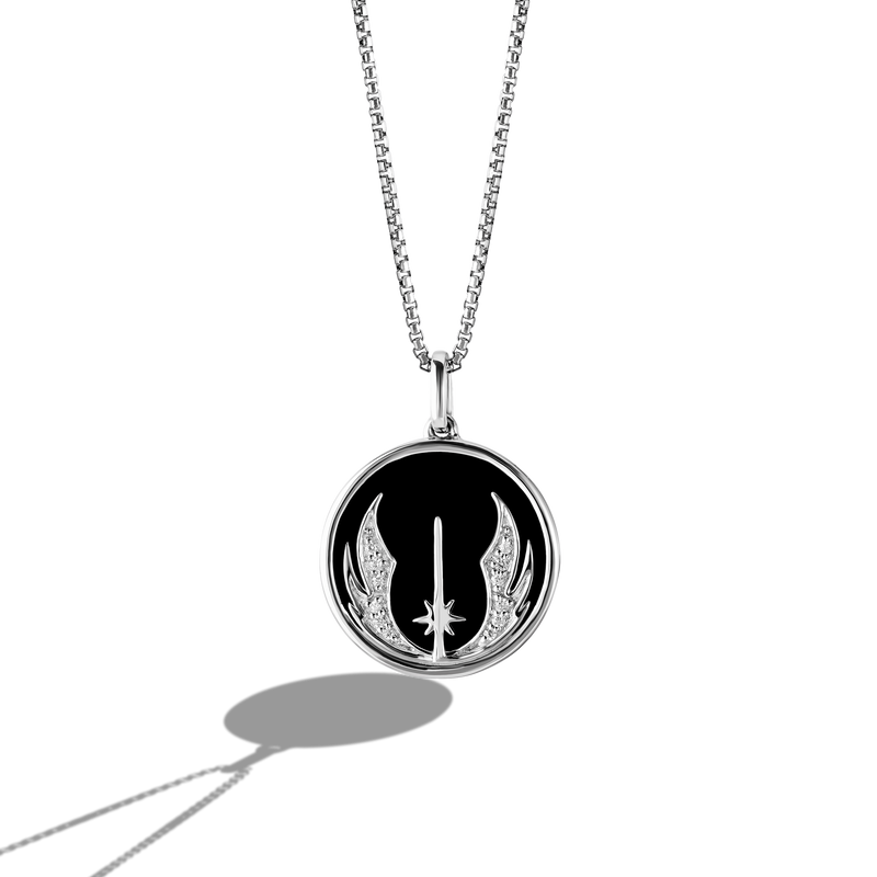 Star Wars Yoda™ Inspired WOMEN'S Diamond  PENDANT 1/10 CT.TW. Accent and Black Onyx Silver Front view