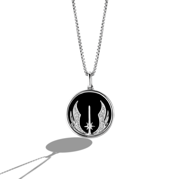 JEDI注文の女性のペンダント1/10 CT.TW.ダイヤモンドアクセントとブラックオニキスシルバー