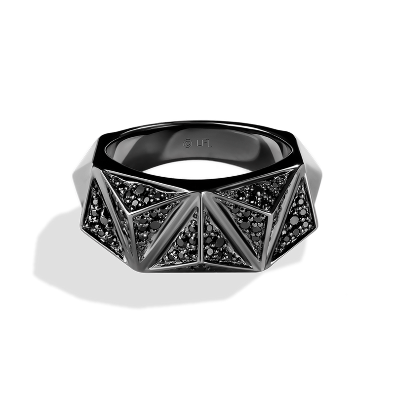 Star Wars Darth Vader™ WOMEN'S Diamond  RING 1/2 CT.TW. Black Diamonds Silver with Black Rhodium Front view