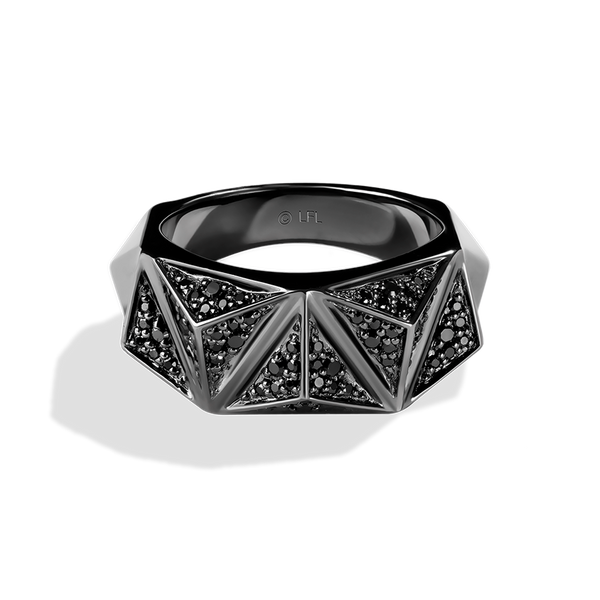 DARK ARMOR WOMEN'S RING 1/2 CT.TW. Black Diamonds Silver with Black Rhodium