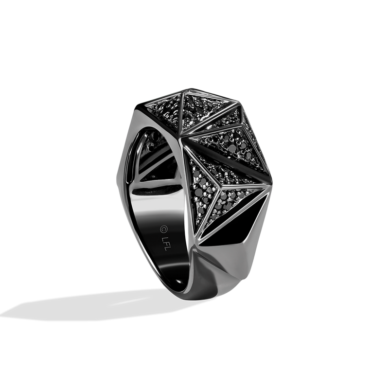 Star Wars Darth Vader™ WOMEN'S Diamond RING 1/2 CT.TW. Black Diamonds Silver with Black Rhodium Side view