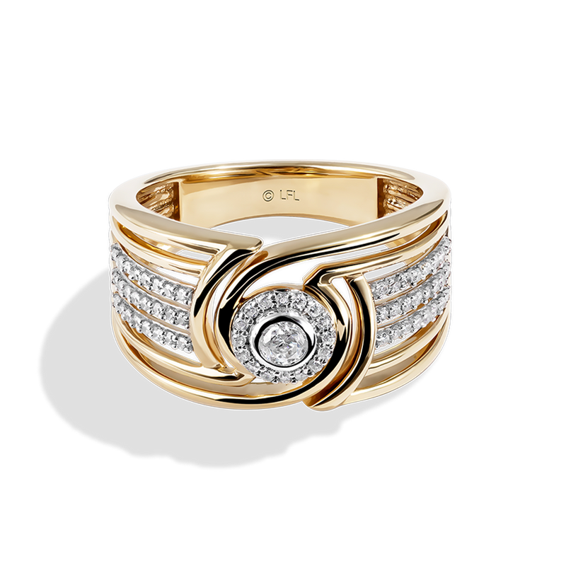 Star Wars C-3PO™ Inspired WOMEN'S Diamond RING 1/3 CT.TW. White Diamonds 10K Yellow Gold Front view