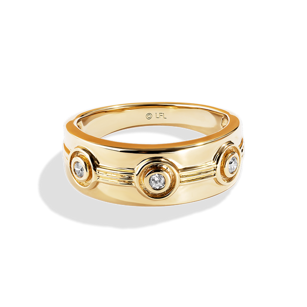 THREEPIO SERIES MEN'S BAND 1/10 CT.TW. White Diamonds 14K Yellow Gold