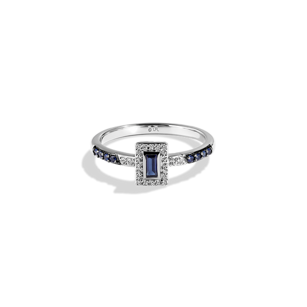 R2 SERIES WOMEN'S RING 1/10 CT.TW. White Diamonds and Blue Sapphire Silver