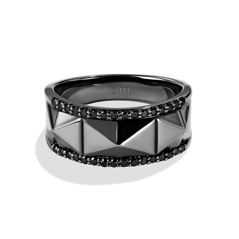 Star Wars Darth Vader™ WOMEN'S Diamond RING 1/4 CT.TW. Black Diamonds Silver with Black Rhodium Front View