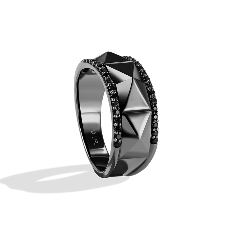 Star Wars Darth Vader™ WOMEN'S Diamond RING 1/4 CT.TW. Black Diamonds Silver with Black Rhodium Side View