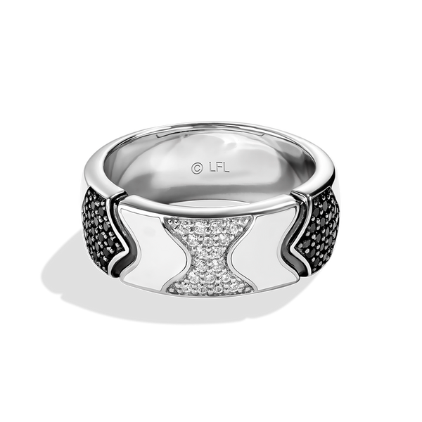 THE STORMTROOPER WOMEN'S RING 1/2 CT.TW. Black and White Diamonds and Ceramic Silver