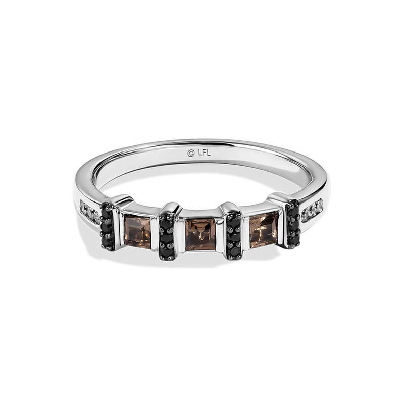Star Wars Chewbacca™ WOMEN'S Diamond RING 1/6 CT.TW. Black and White Diamonds and Smokey Quartz Silver Front view