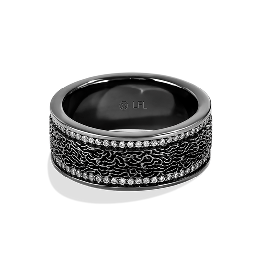 Star Wars  Han Solo™ MEN'S Diamond RING 1/5 CT.TW. White Diamonds Silver with Black Rhodium Front View