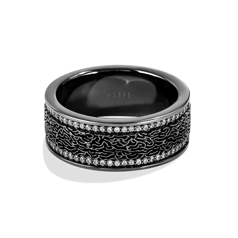 Star Wars  Han Solo™ MEN'S Diamond RING 1/5 CT.TW. White Diamonds Silver with Black Rhodium Front View
